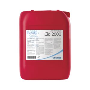 Czerwony kanister z etykietą produktu "Cid 2000" marki CID LINES. Etykieta zawiera tekst i grafikę z kroplami wody.