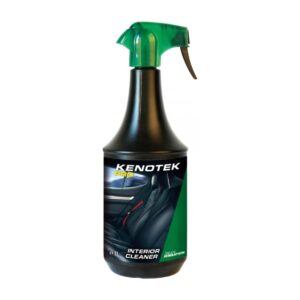 Butelka z czarnym korpusem i zieloną nakrętką ze spryskiwaczem, etykieta z napisem "KENOTEK PRO Interior Cleaner" ukazuje wnętrze samochodu.