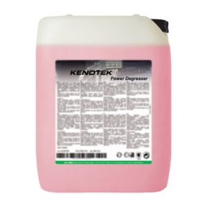 Kanister z różowym płynem do czyszczenia z etykietą "KENOTEK Power Degreaser".
