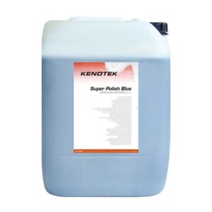Kanister z niebieską cieczą, etykieta z napisem "Kenotek Super Polish Blue".