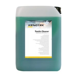 Pojemnik z zielonym płynem czyszczącym marki Kenotek Pro, na etykiecie napis "Textile Cleaner".