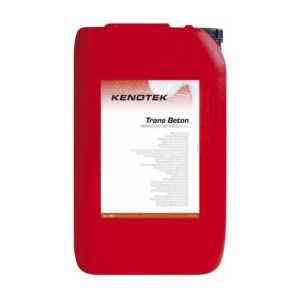 Czerwona kanisterka z etykietą Kenotek Trans Beton, przeznaczona do chemicznych produktów czyszczących.