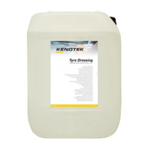Kanister z etykietą "Kenotek Pro Tyre Dressing", białe tło, czarny i żółty tekst na etykiecie.
