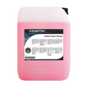 Różowy pojemnik z etykietą Kenotek Globo Active Foam Cherry, używany do pielęgnacji pojazdów.