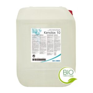 Biały kanister z etykietą "Kenolox 10" od CID LINES, z logo "BIO FARM 2 FOOD" w prawym dolnym rogu.